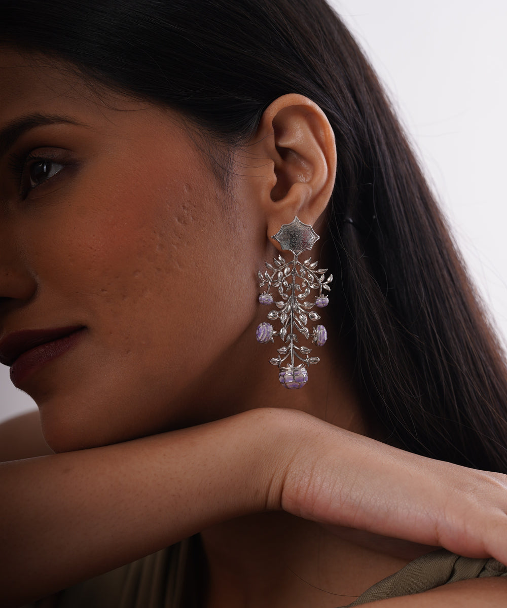 Kalamkari Chandelier Earrings – 925 Sterling Silver Jewellery
