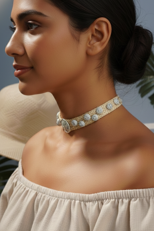 Kalamkari Choker – 925 Sterling Silver Jewellery