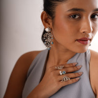 Kalamkari Chandelier Earrings – 925 Sterling Silver Jewellery