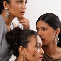 Kalamkari Chandelier Earrings – 925 Sterling Silver Jewellery