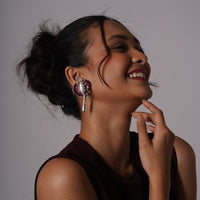 Kalamkari Tassle Earrings – 925 Sterling Silver Jewellery